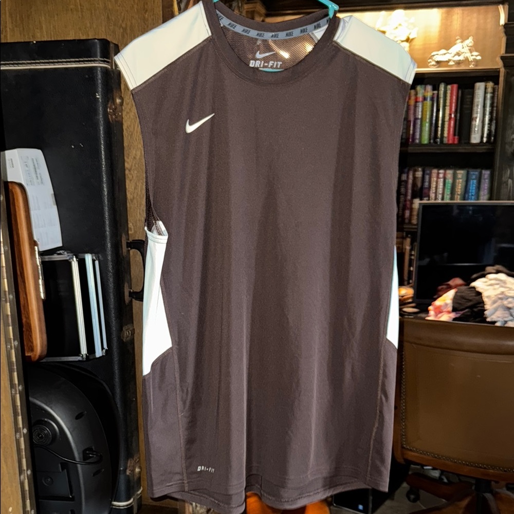 Nike Brown and White Tank Top Performance Shirt
